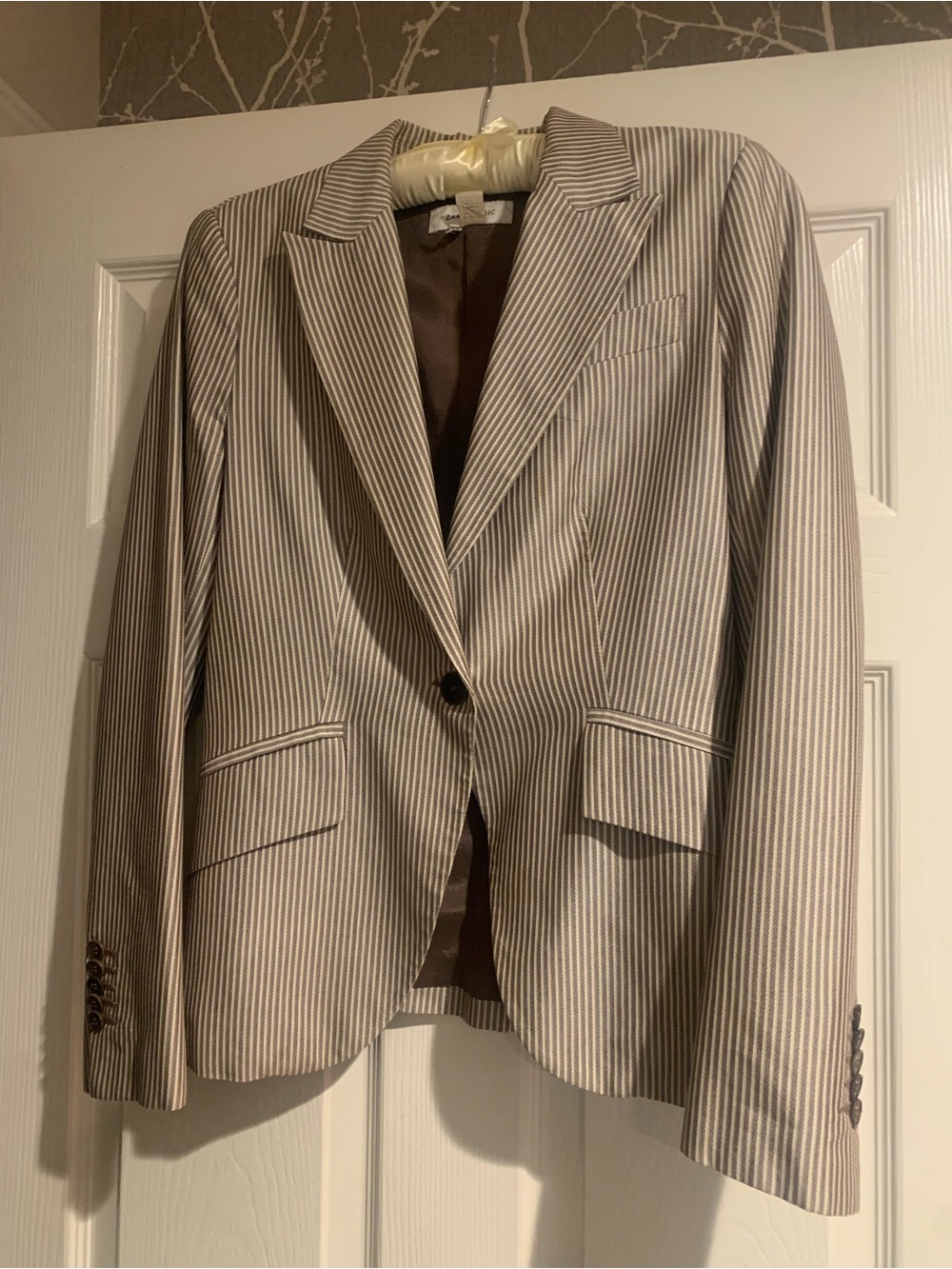 Grey and White Pinstripe Blazer